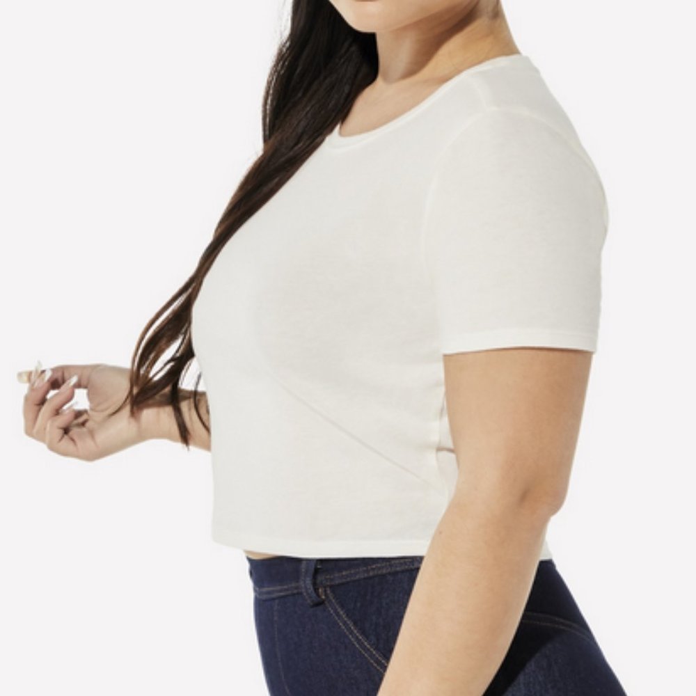 Yitty Denim Is Served Cropped Tee In On My Ivories (White)